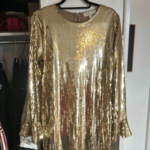 Gold sequin party dress